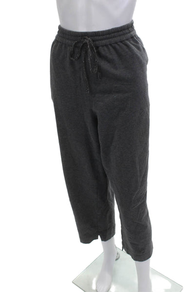 Lafayette 148 New York Womens Cropped Sweatpants Dark Gray Drawstring Size 38