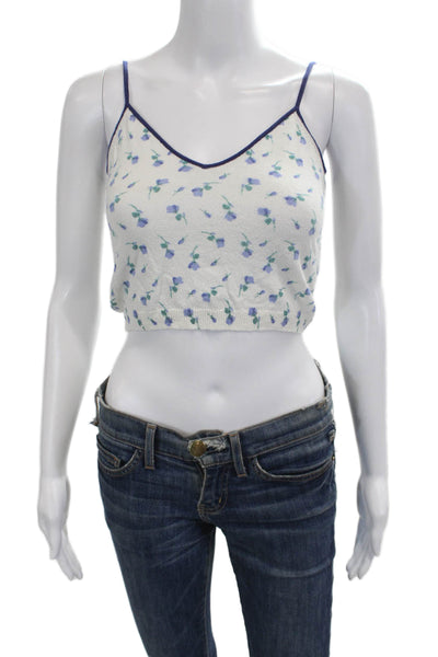 Zara Womens Cropped Camisole Floral White V Neck 90s Size M