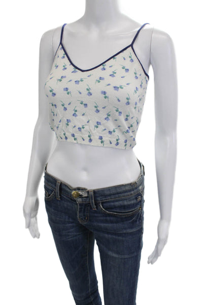 Zara Womens Cropped Camisole Floral White V Neck 90s Size M
