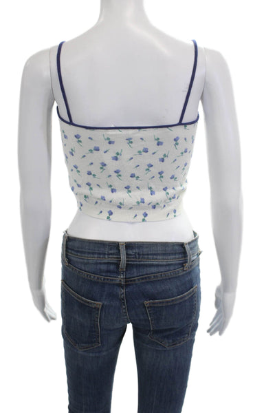 Zara Womens Cropped Camisole Floral White V Neck 90s Size M