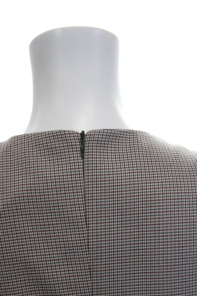 Zara Womens Overall Dress Brown Check V-Neck Sleeveless Buckle Size M