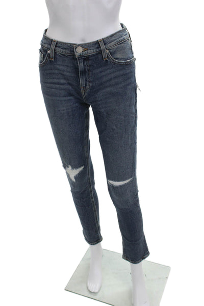 Hudson Womens Ankle Cropped Dark Blue Jeans Mid Rise Size 24