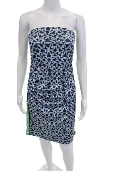 Gretchen Scott Womens Sheath Dress Dark Blue Sleeveless Geometric Beach Size XS