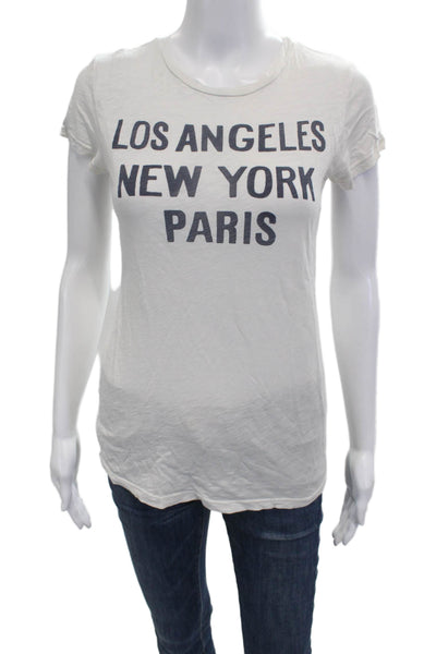 Sundry Womens White Crew Neck Jersey T-Shirt Short Sleeve Pima Cotton Size 0