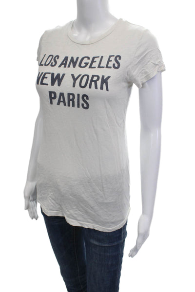 Sundry Womens White Crew Neck Jersey T-Shirt Short Sleeve Pima Cotton Size 0