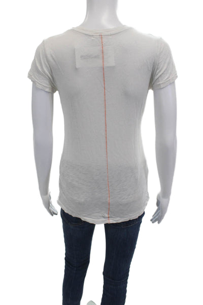 Sundry Womens White Crew Neck Jersey T-Shirt Short Sleeve Pima Cotton Size 0