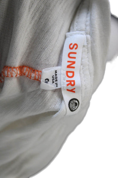 Sundry Womens White Crew Neck Jersey T-Shirt Short Sleeve Pima Cotton Size 0