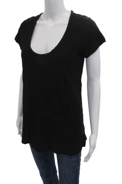 Standard James Perse Womens Basic Black Short Sleeve T-Shirt Size 3