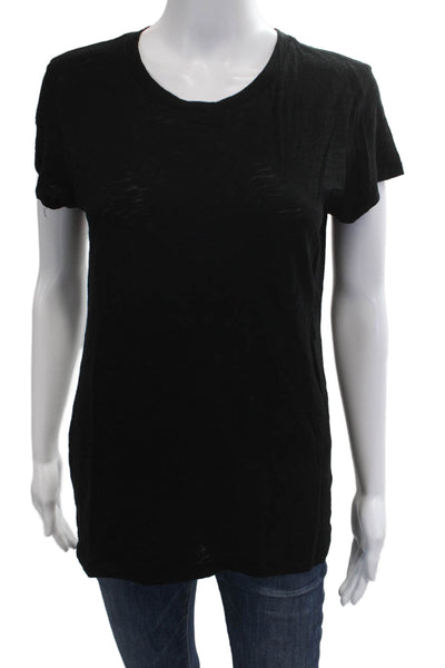 Goldie Women Basic Black T-Shirt Pima Cotton Round Neck Short Sleeve Size M