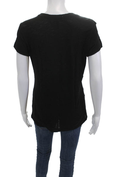 Goldie Women Basic Black T-Shirt Pima Cotton Round Neck Short Sleeve Size M