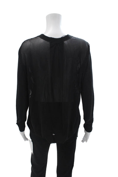 Elizabeth & James Unisex Black V Neck Cardigan Rayon Blend Long Sleeve Size XS