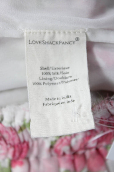 Love Shack Fancy Women Peasant Mini Silk Floral Pink Skirt Size XS