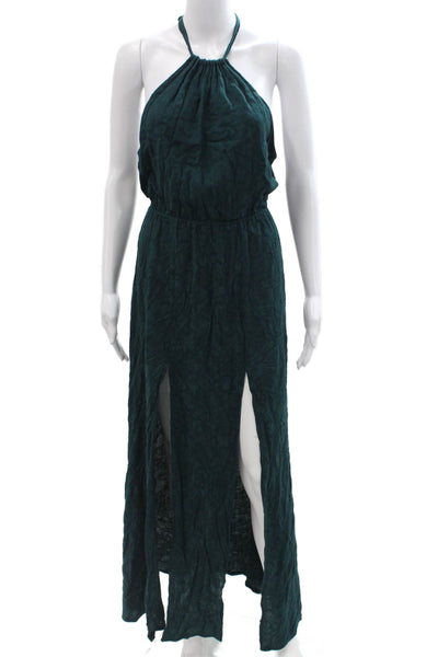 Stone Cold Fox Womens Maxi Dress Green High Neck Tie Sleeveless Rayon Size 1
