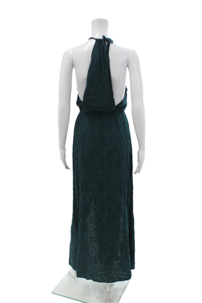 Stone Cold Fox Womens Maxi Dress Green High Neck Tie Sleeveless Rayon Size 1