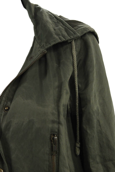 Joie Womens Military Anorak Green Cotton Blend Button Size S
