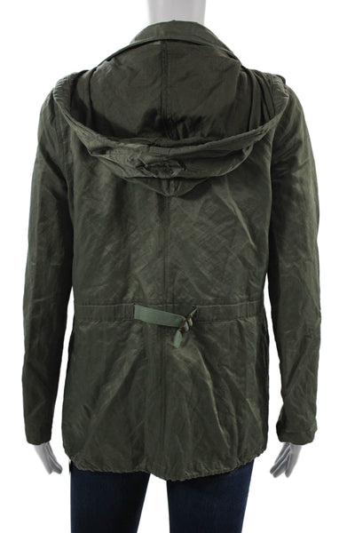 Joie Womens Military Anorak Green Cotton Blend Button Size S