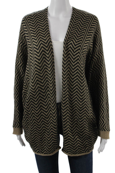 A+RO Unisex Herringbone Tribal Cardigan Beige Acrylic Long Sleeve Size M