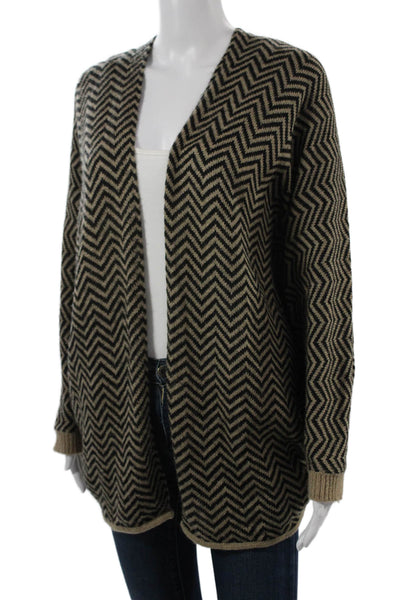 A+RO Unisex Herringbone Tribal Cardigan Beige Acrylic Long Sleeve Size M