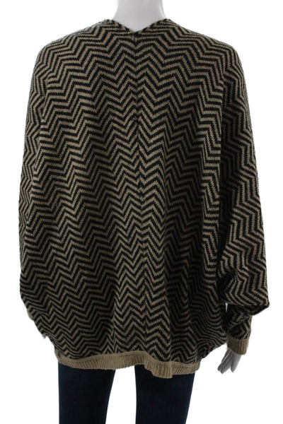 A+RO Unisex Herringbone Tribal Cardigan Beige Acrylic Long Sleeve Size M