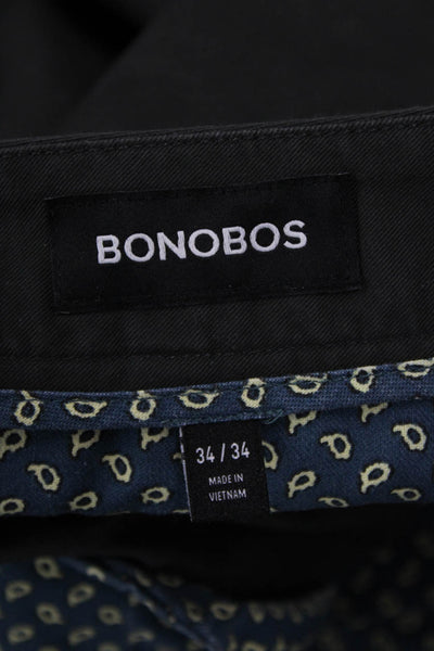Bonobos Men Chino Pants Black Button Cotton Stretch Size 34