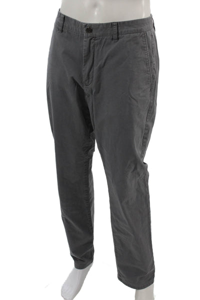 Bonobos Mens Gray Chino Pants Button 98% Cotton Size 34