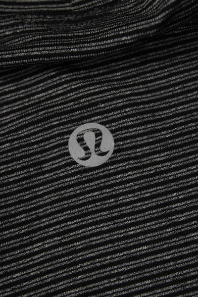 Lululemon Women Striped V-Neck Tunic Tee Dark Gray Short Sleeve Size S