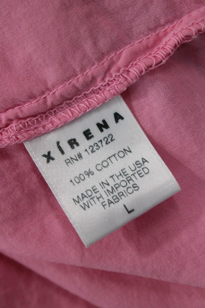 Xirena Women Bohemian V-Neck 3/4 Sleeve Tunic Blouse Pink 100% Cotton Size L