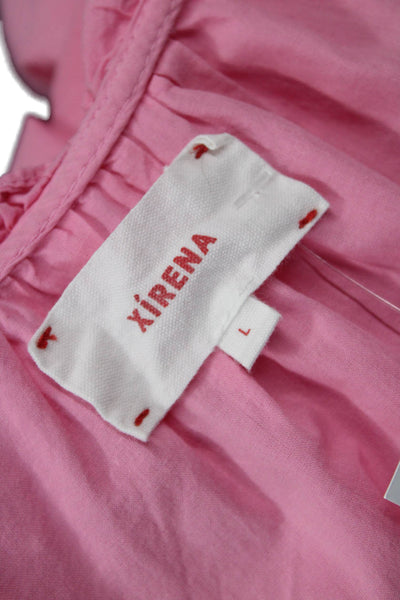 Xirena Women Bohemian V-Neck 3/4 Sleeve Tunic Blouse Pink 100% Cotton Size L