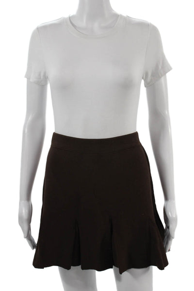 Zara Women A-Line Flare Short Skort Brown Viscose Polyester Size S