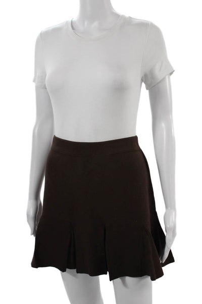 Zara Women A-Line Flare Short Skort Brown Viscose Polyester Size S