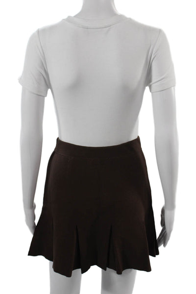 Zara Women A-Line Flare Short Skort Brown Viscose Polyester Size S
