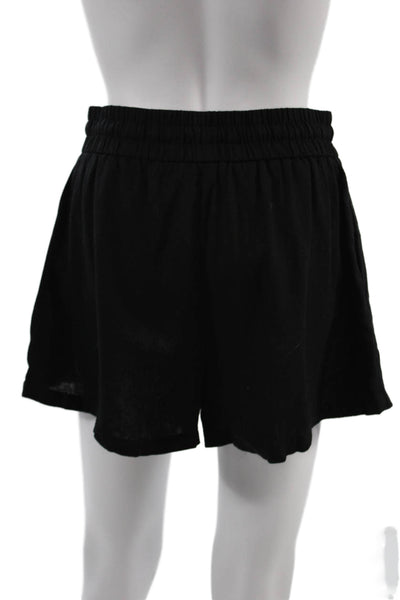 Zara Unisex Black Drawstring Beach Linen Viscose Shorts Size S