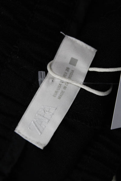 Zara Unisex Black Drawstring Beach Linen Viscose Shorts Size S