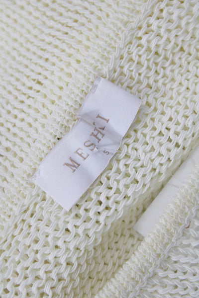 Meshki Unisex White Pullover Sweater Crew Neck Long Sleeve Size S