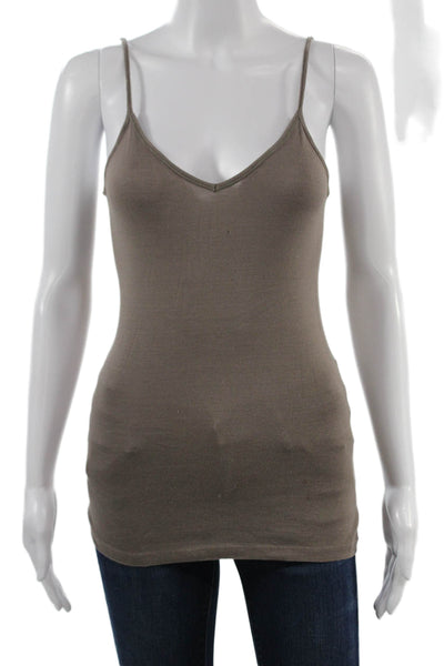 Vanessa Bruno Women Brown V-Neck Camisole Cotton Spaghetti Strap Size 1