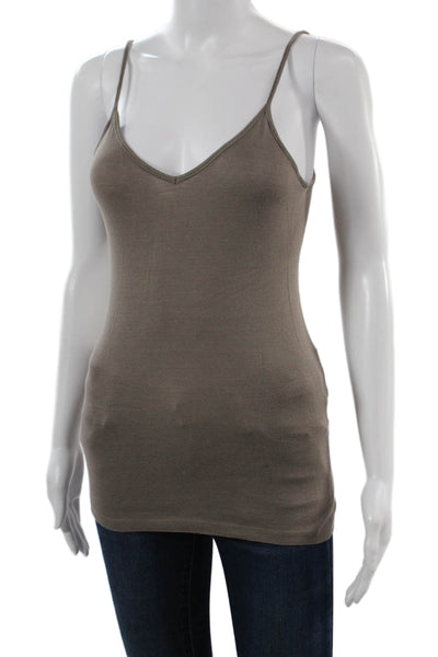 Vanessa Bruno Women Brown V-Neck Camisole Cotton Spaghetti Strap Size 1