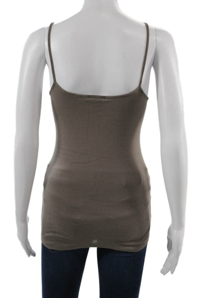Vanessa Bruno Women Brown V-Neck Camisole Cotton Spaghetti Strap Size 1