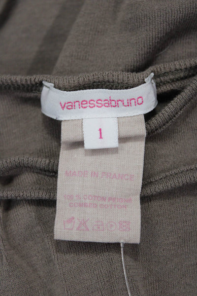 Vanessa Bruno Women Brown V-Neck Camisole Cotton Spaghetti Strap Size 1