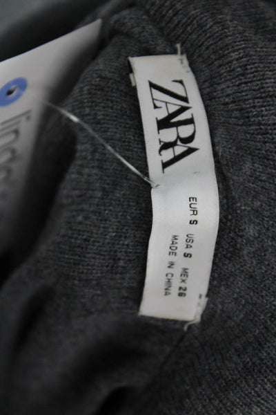 Zara Unisex Dark Gray Pullover Sweater Long Sleeve Polyester Blend Size S