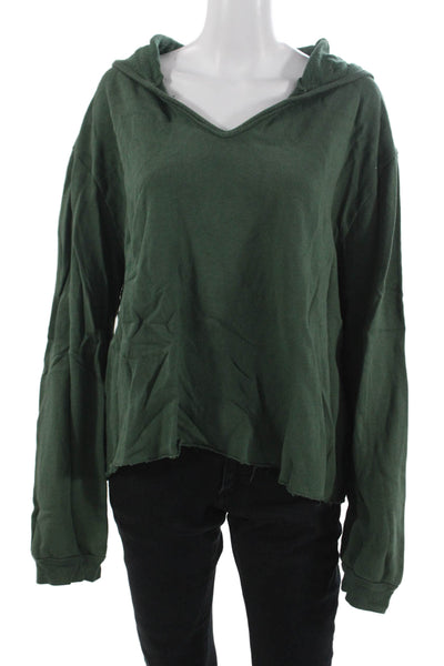 Project Social T Unisex Pullover Hoodies Green V-Neck Solid Size L