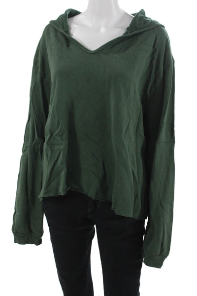 Project Social T Unisex Pullover Hoodies Green V-Neck Solid Size L