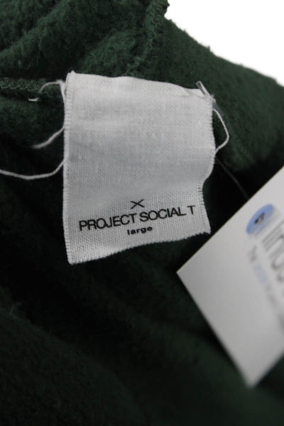 Project Social T Unisex Pullover Hoodies Green V-Neck Solid Size L