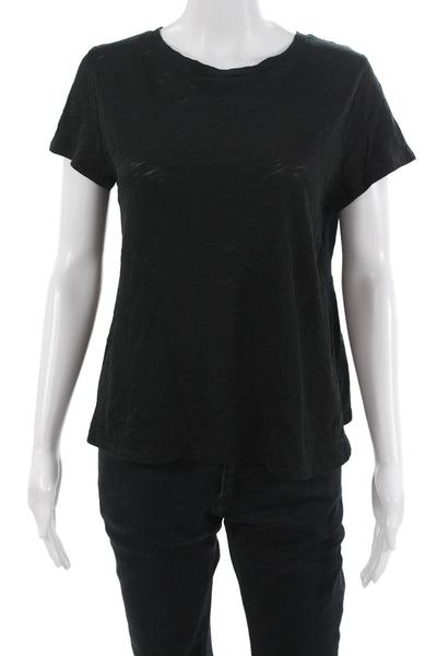 Goldie Women Basic Black T-Shirt Pima Cotton Crew Neck Short Sleeve Size S