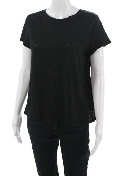 Goldie Women Basic Black T-Shirt Pima Cotton Crew Neck Short Sleeve Size S