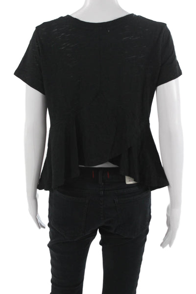 Goldie Women Basic Black T-Shirt Pima Cotton Crew Neck Short Sleeve Size S