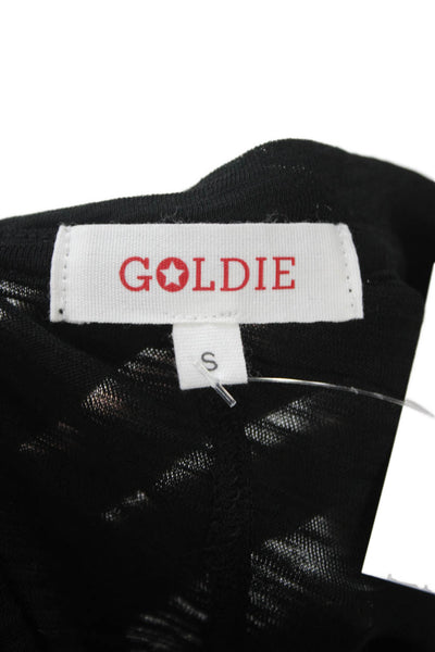 Goldie Women Basic Black T-Shirt Pima Cotton Crew Neck Short Sleeve Size S