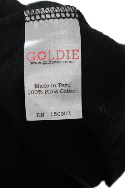 Goldie Women Basic Black T-Shirt Pima Cotton Crew Neck Short Sleeve Size S