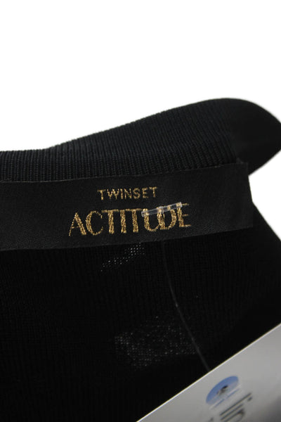 Twinset Womens Shift Dress Black Short Sleeve Knee Length Viscose Blend Size S