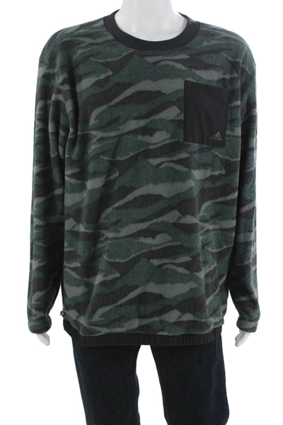 Adidas Mens Pullover Sweatshirt Dark Gray Camo Big Tall Size L