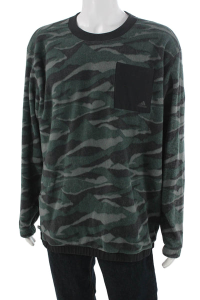 Adidas Mens Pullover Sweatshirt Dark Gray Camo Big Tall Size L
